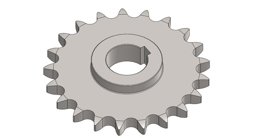 Kettenrad 12B-1 DIN 8187, Z=21, Ø35 mit Bund Ø60mm und Nut 10mm, Gesamtlänge 21mm, TK 127,8mm