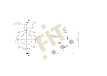 Kettenrad mit Nabe, Teilung3/4" 12B, Z=12, f. Welle Ø40 mm; d=73,6mm, verz. (m1)