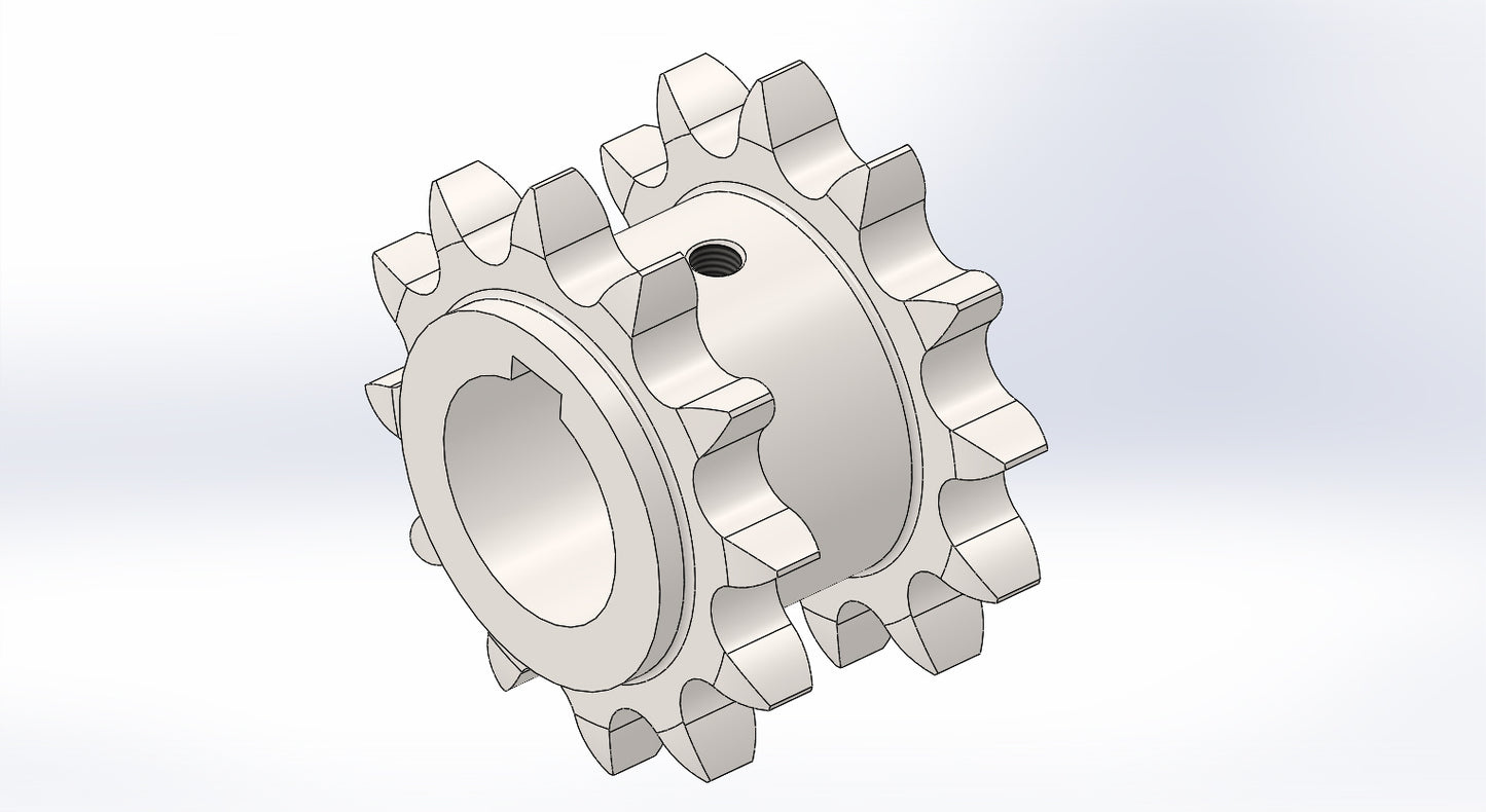Doppelkettenrad mit Nabe, Teilung3/4",12B, Z=12/12, d=73,6mm, kurzer Bund (m1)