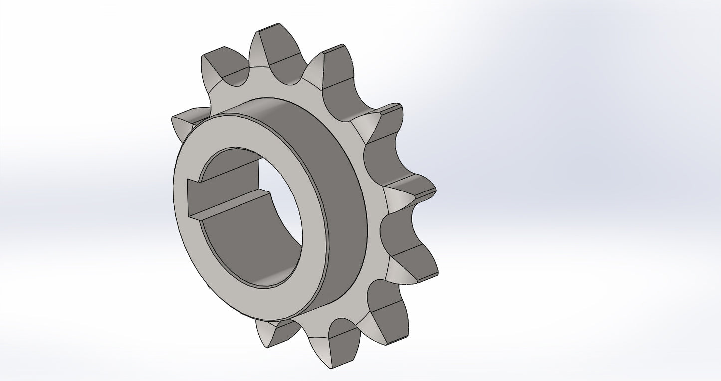 Kettenrad mit Nabe, Teilung3/4" (12B), Z=12, f. Welle Ø35 mm; d=73,6mm, verz. (m1)
