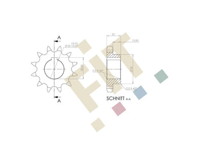Kettenrad mit Nabe, Teilung3/4" (12B), Z=12, f. Welle Ø35 mm; d=73,6mm, verz. (m1)