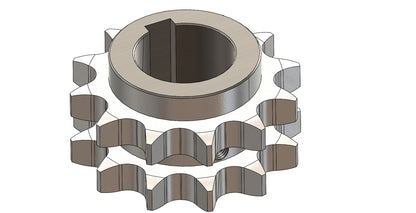 Kettenrad 12B-2, Z=12, DIN 8187, zweifach (duplex), mit Nabe und Nut 10mm, Gewindebohrung M8