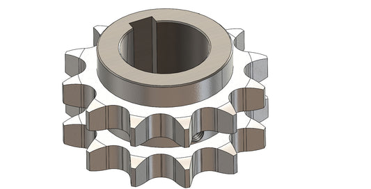 Kettenrad 12B-2, Z=12, DIN 8187, zweifach (duplex), mit Nabe und Nut 10mm, Gewindebohrung M8