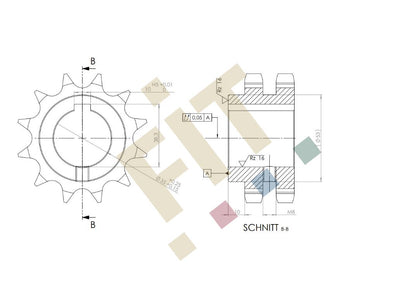 Kettenrad 12B-2, Z=12, DIN 8187, zweifach (duplex), mit Nabe und Nut 10mm, Gewindebohrung M8
