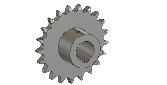 Kettenrad 12B-1 DIN 8187, Z=21, mit Bund Ø60mm und Nut 10mm, Gewindebohrung M8, Gesamtlänge 50mm