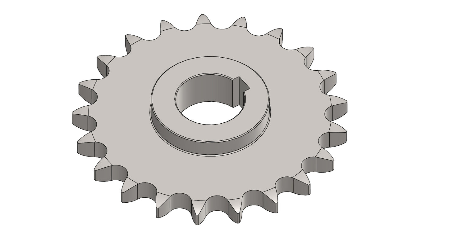 Kettenrad 12B-1 DIN 8187, Z=21, Ø35  mit Bund Ø60mm und Nut 10mm, Gesamtlänge 21mm, TK 127,8mm