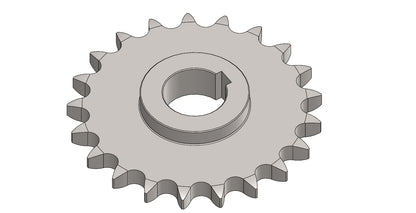 Kettenrad 12B-1 DIN 8187, Z=21, Ø35  mit Bund Ø60mm und Nut 10mm, Gesamtlänge 21mm, TK 127,8mm