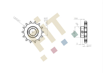 Kettenrad 08B-1 mit Nabe, Z14 1/2" Ø20, d=57,07mm