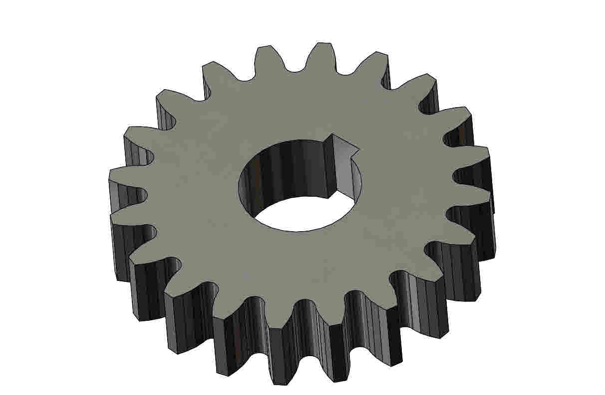 Zahnrad Andruckwalze, Z=20, m=5mm, t=24mm, Ø 35 mm