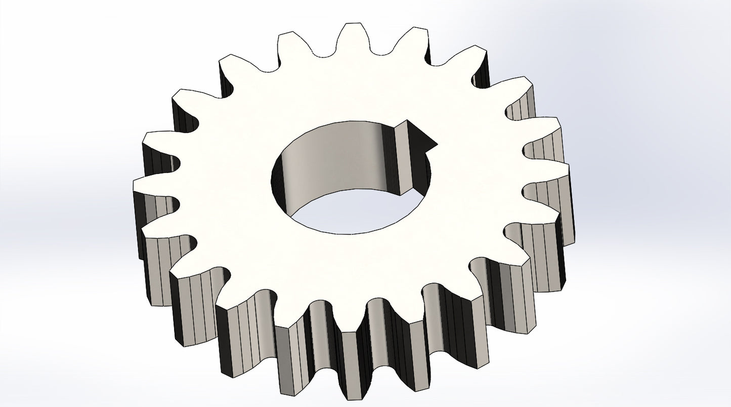 Zahnrad f. Andruckwalze, Z=20, m=5mm, t=24mm, mit Ø40 Bohrung