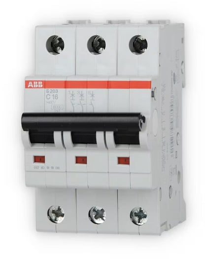 ABB S203-C16 Leitungsschutzschalter, 6kA, 16A, 3-Polig (2CDS253001R0164)