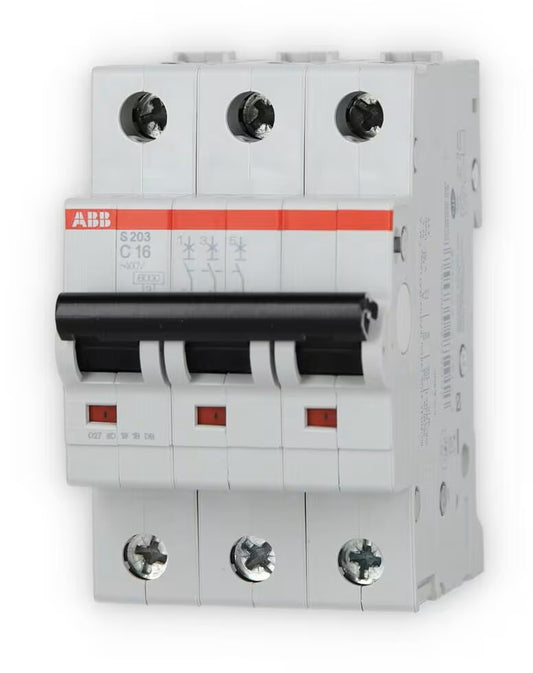 ABB S203-C16 Leitungsschutzschalter, 6kA, 16A, 3-Polig (2CDS253001R0164)