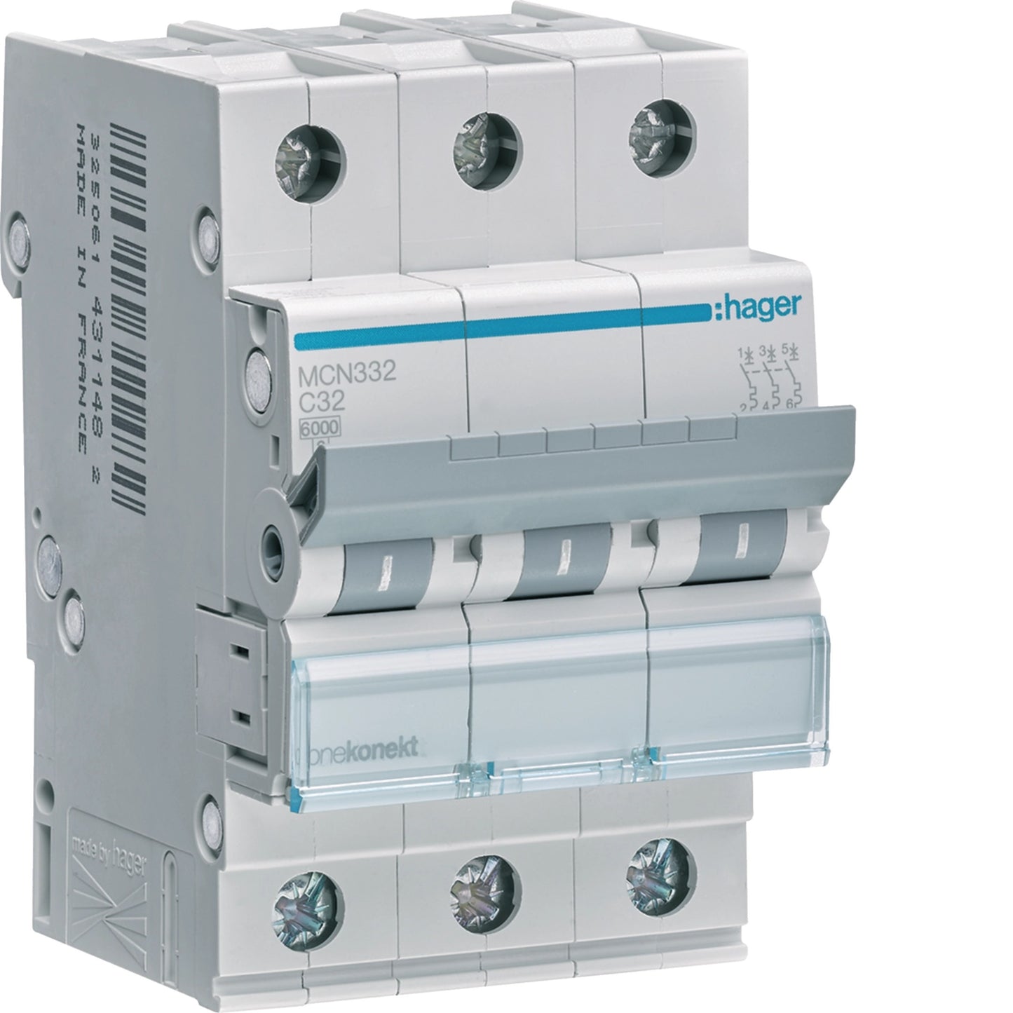 Hager MCN332 Leitungsschutzschalter 3 polig 6kA C-Charakteristik 32A 3 Module