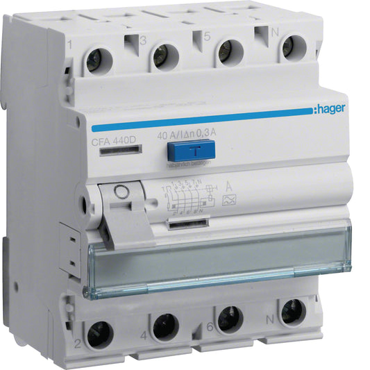 Hager CFA440D FI-Schalter 4-polig 6kA 40A 300mA Typ A