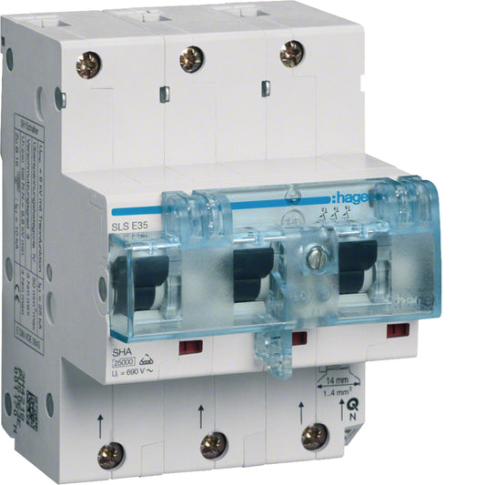 Hager HTN335E SLS-Schalter 3p E-Charakt. 35A f.Hutschienenmontage