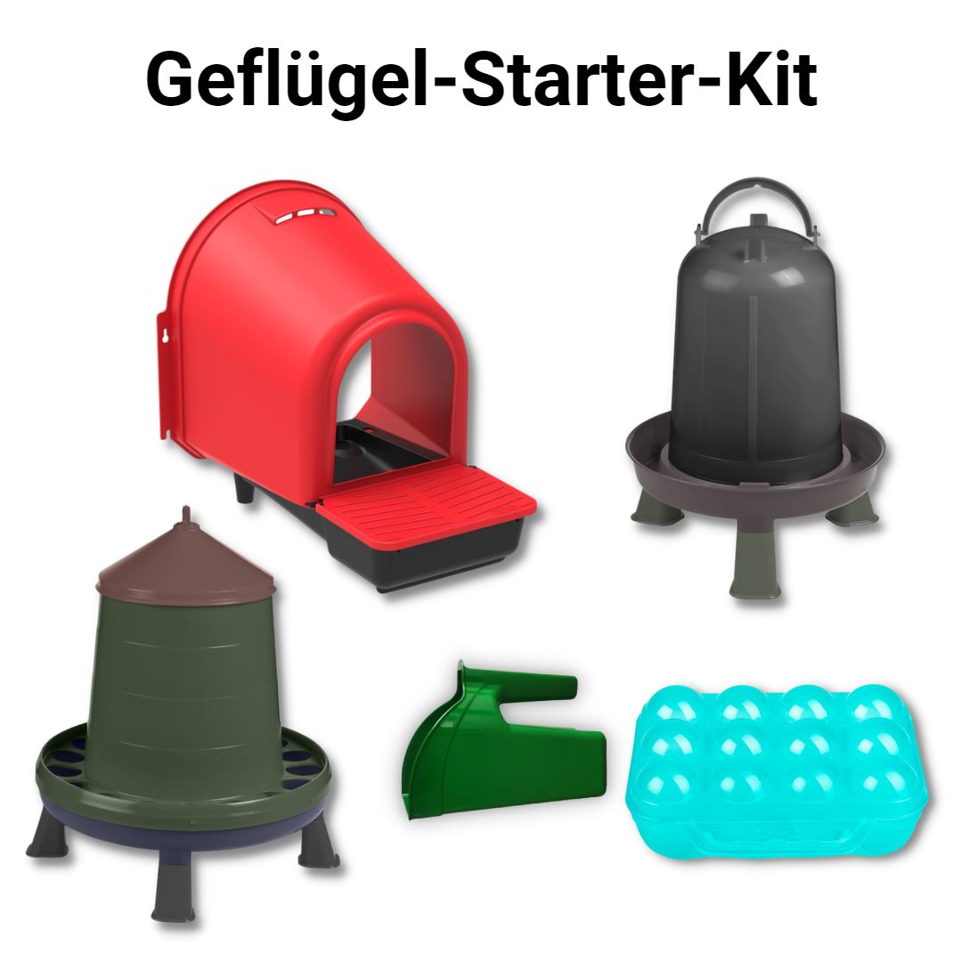 Geflügel Starterkit inkl. Legenest, Futterautomat, Tränke und Futterschaufel